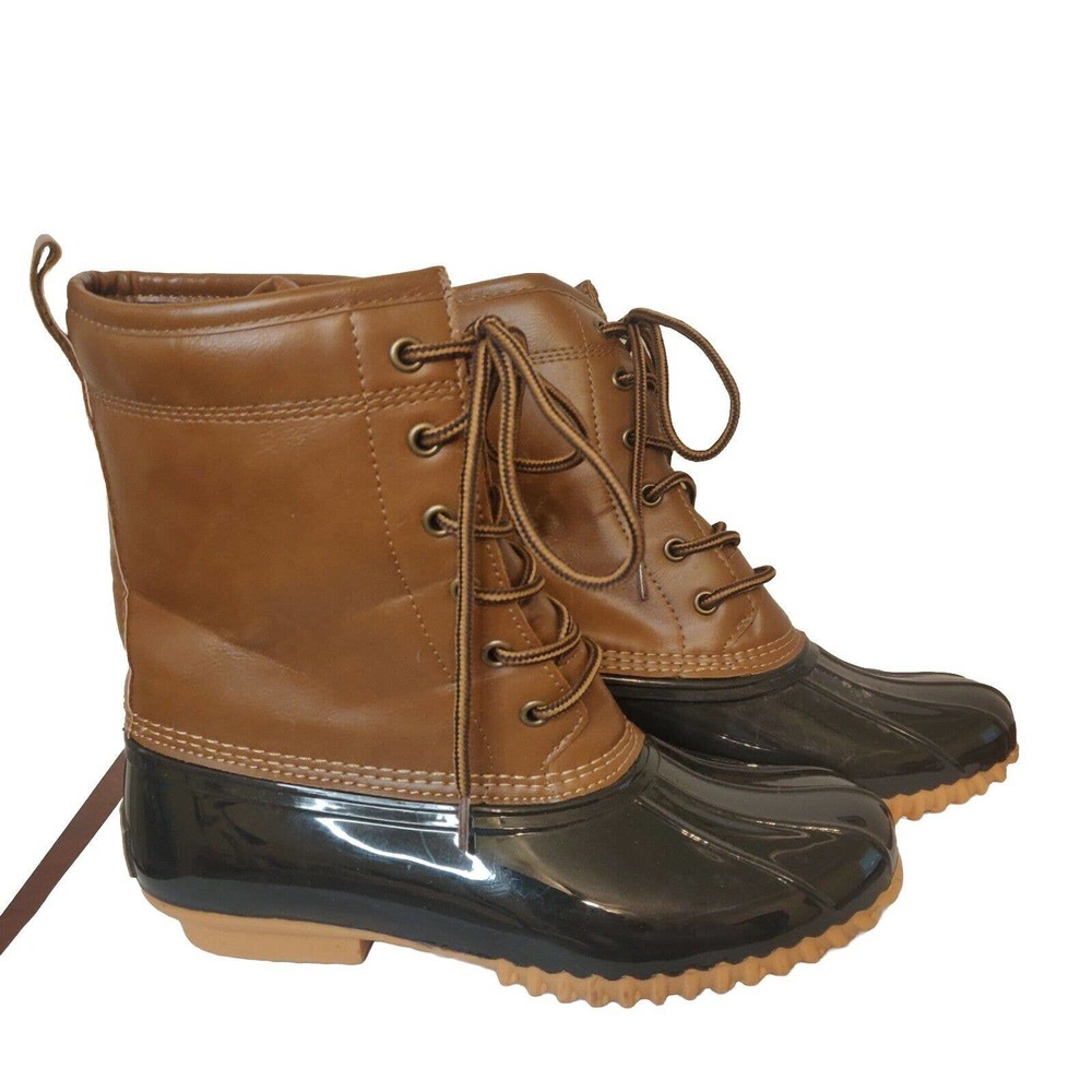 The Original Sporto Duck Boot Womens Boots Sz 8.5 Ariel Brown Rubber Leather.